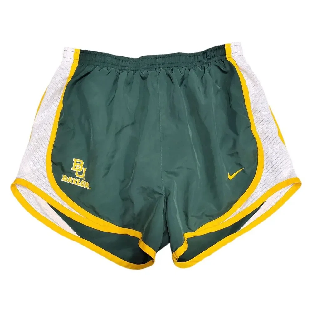 BAYLOR BEARS Shorts Womens Small Green Gold NIKE Running Activewear Workout